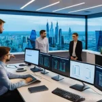 Home 12 직업별 연봉 정보 - **Prompt:** A dynamic, wide-angle shot of a modern, open-plan office in a bustling Russian city, per...