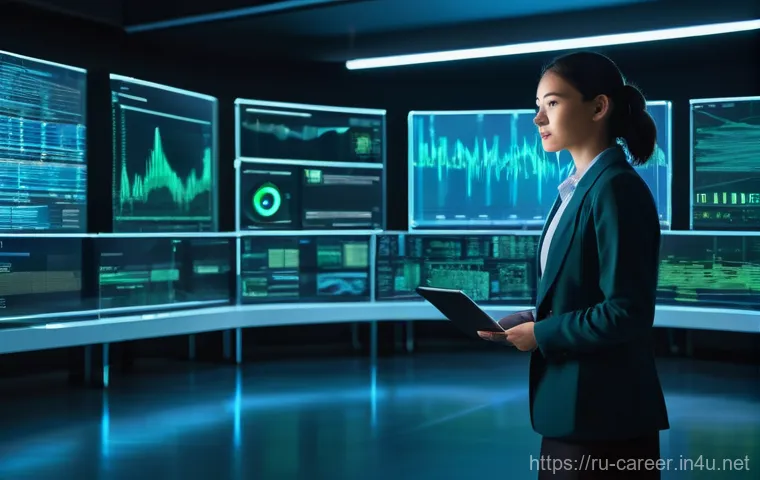 다양한 직업군에 대한 정보 - **IT and Digital Technologies: Data Scientist in a Modern Analytical Hub**
A focused male or fem...