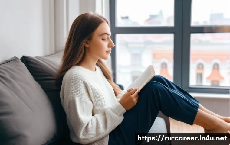 진로 목표 설정 - **Prompt:** A thoughtful young Russian woman is sitting comfortably in a brightly lit, cozy apartmen...