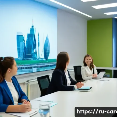 Home 31 진로 탐색 워크숍 - A professional career workshop scene set in a modern conference room in Moscow, with diverse Russian...